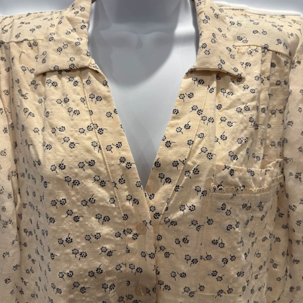 Anna Kay Made in France Floral Shirt Dress M Cotton‎ Cottagecore Duster Layering - Picture 3 of 6